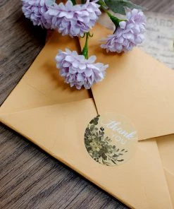 HIER_5150 500pcs | 1.5" Thank You White Text With Natural Greenery Stickers Roll Décor Labels & Seals For DIY Envelope - Round Chargers & Centerpieces 22 HIER_5150 500pcs | 1.5