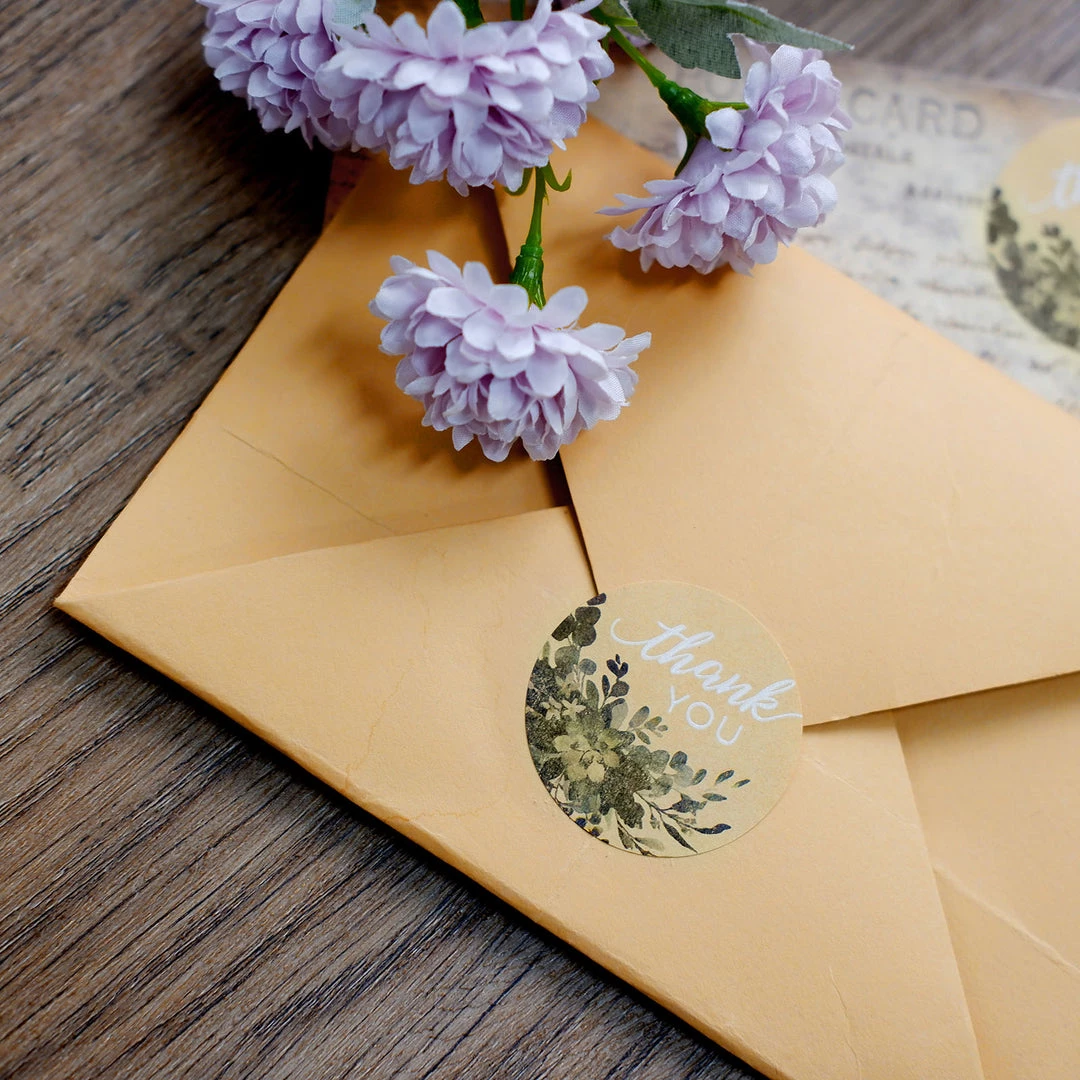 HIER_5150 500pcs | 1.5" Thank You White Text With Natural Greenery Stickers Roll Décor Labels & Seals For DIY Envelope - Round Chargers & Centerpieces 7 HIER_5150 500pcs | 1.5" Thank You White Text With Natural Greenery Stickers Roll Décor Labels & Seals For DIY Envelope - Round Chargers & Centerpieces