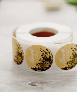 HIER_5150 500pcs | 1.5" Thank You White Text With Natural Greenery Stickers Roll Décor Labels & Seals For DIY Envelope - Round Chargers & Centerpieces 23 HIER_5150 500pcs | 1.5