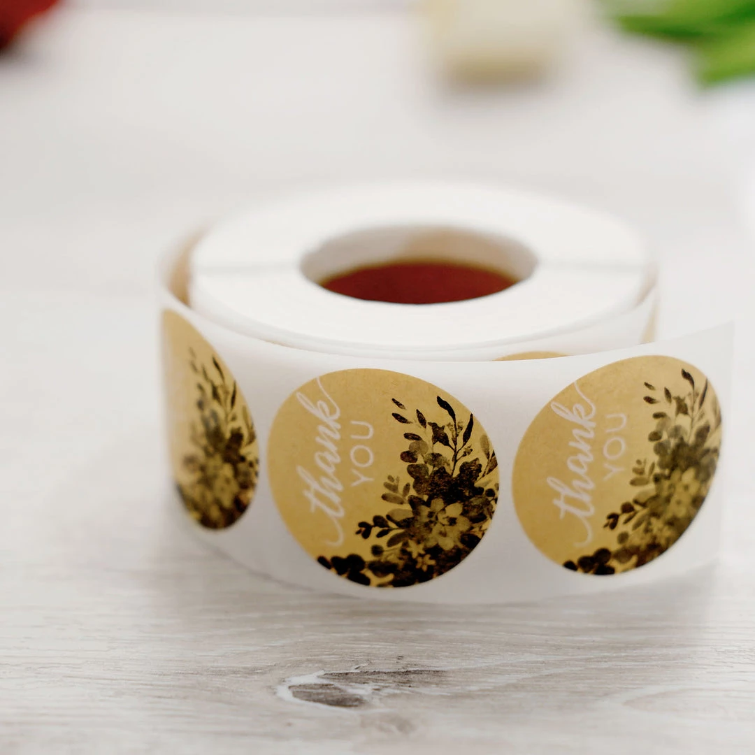 HIER_5150 500pcs | 1.5" Thank You White Text With Natural Greenery Stickers Roll Décor Labels & Seals For DIY Envelope - Round Chargers & Centerpieces 8 HIER_5150 500pcs | 1.5" Thank You White Text With Natural Greenery Stickers Roll Décor Labels & Seals For DIY Envelope - Round Chargers & Centerpieces