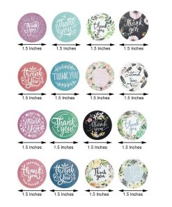 HIER_5150 2 Pack | 1000pcs 1.5" Thank You Assorted Styles Sticker Rolls, Labels & Seals For DIY Envelope - Round Chargers & Centerpieces 20 HIER_5150 2 Pack | 1000pcs 1.5
