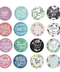 HIER_5150 2 Pack | 1000pcs 1.5" Thank You Assorted Styles Sticker Rolls, Labels & Seals For DIY Envelope - Round Chargers & Centerpieces