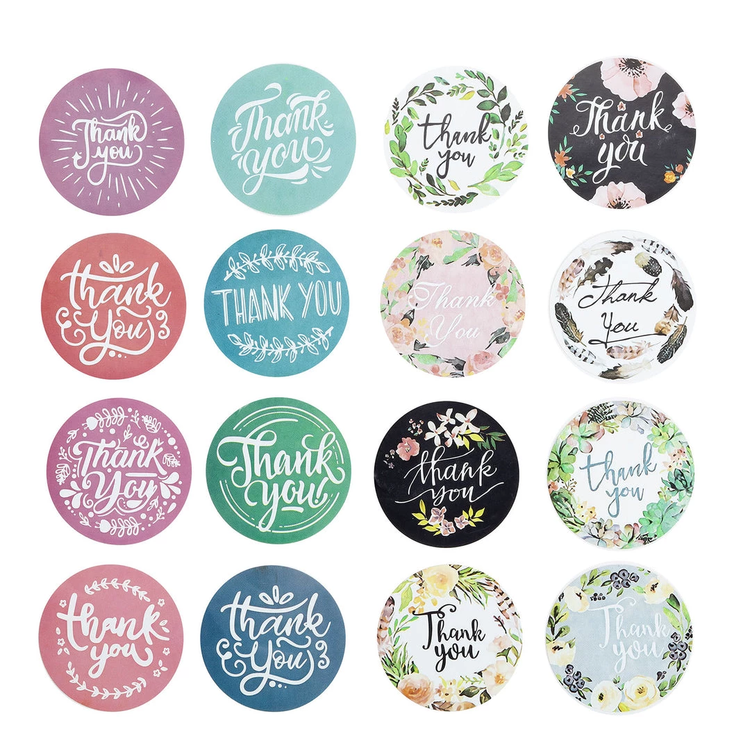 HIER_5150 2 Pack | 1000pcs 1.5" Thank You Assorted Styles Sticker Rolls, Labels & Seals For DIY Envelope - Round Chargers & Centerpieces 1 HIER_5150 2 Pack | 1000pcs 1.5" Thank You Assorted Styles Sticker Rolls, Labels & Seals For DIY Envelope - Round Chargers & Centerpieces