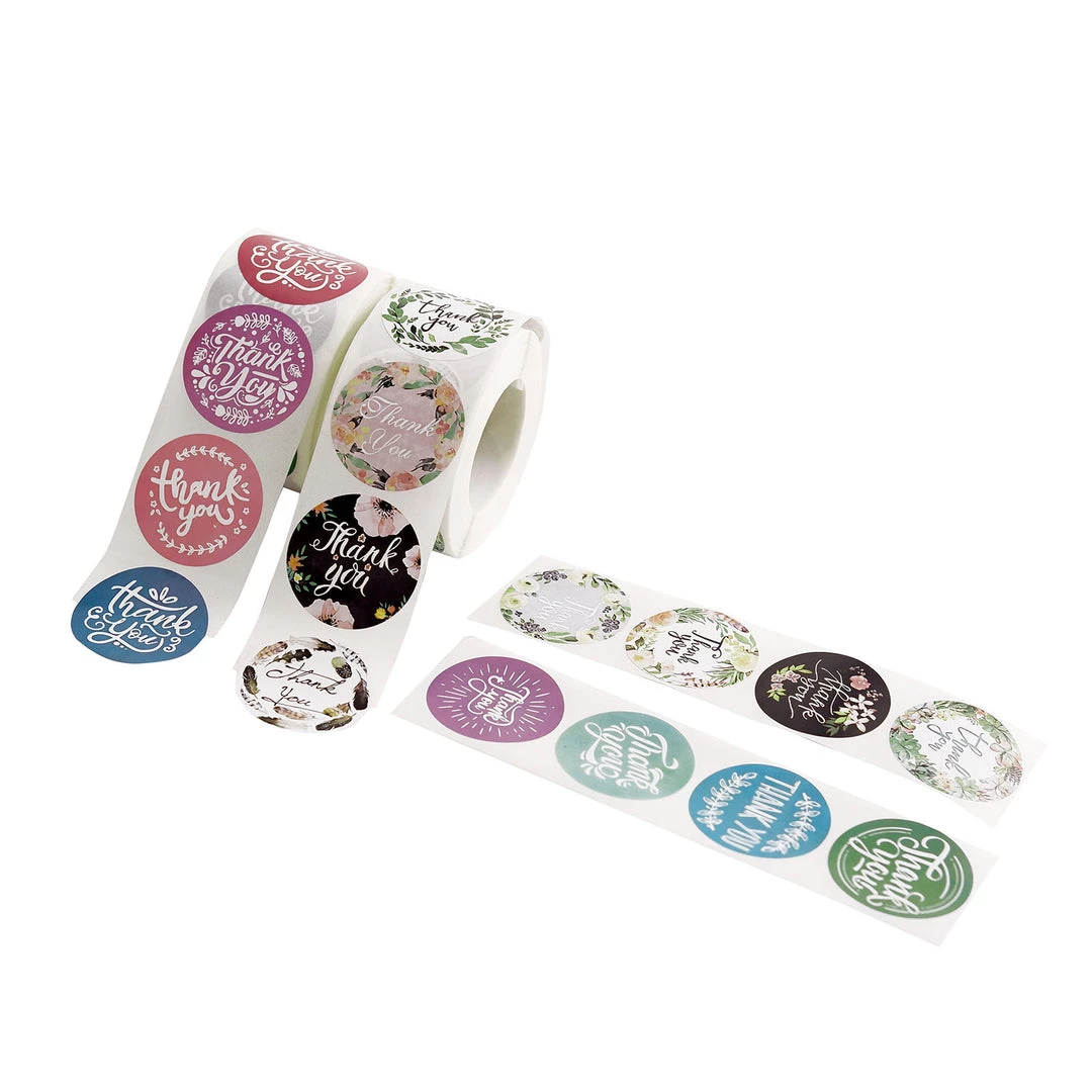 HIER_5150 2 Pack | 1000pcs 1.5" Thank You Assorted Styles Sticker Rolls, Labels & Seals For DIY Envelope - Round Chargers & Centerpieces 8 HIER_5150 2 Pack | 1000pcs 1.5" Thank You Assorted Styles Sticker Rolls, Labels & Seals For DIY Envelope - Round Chargers & Centerpieces