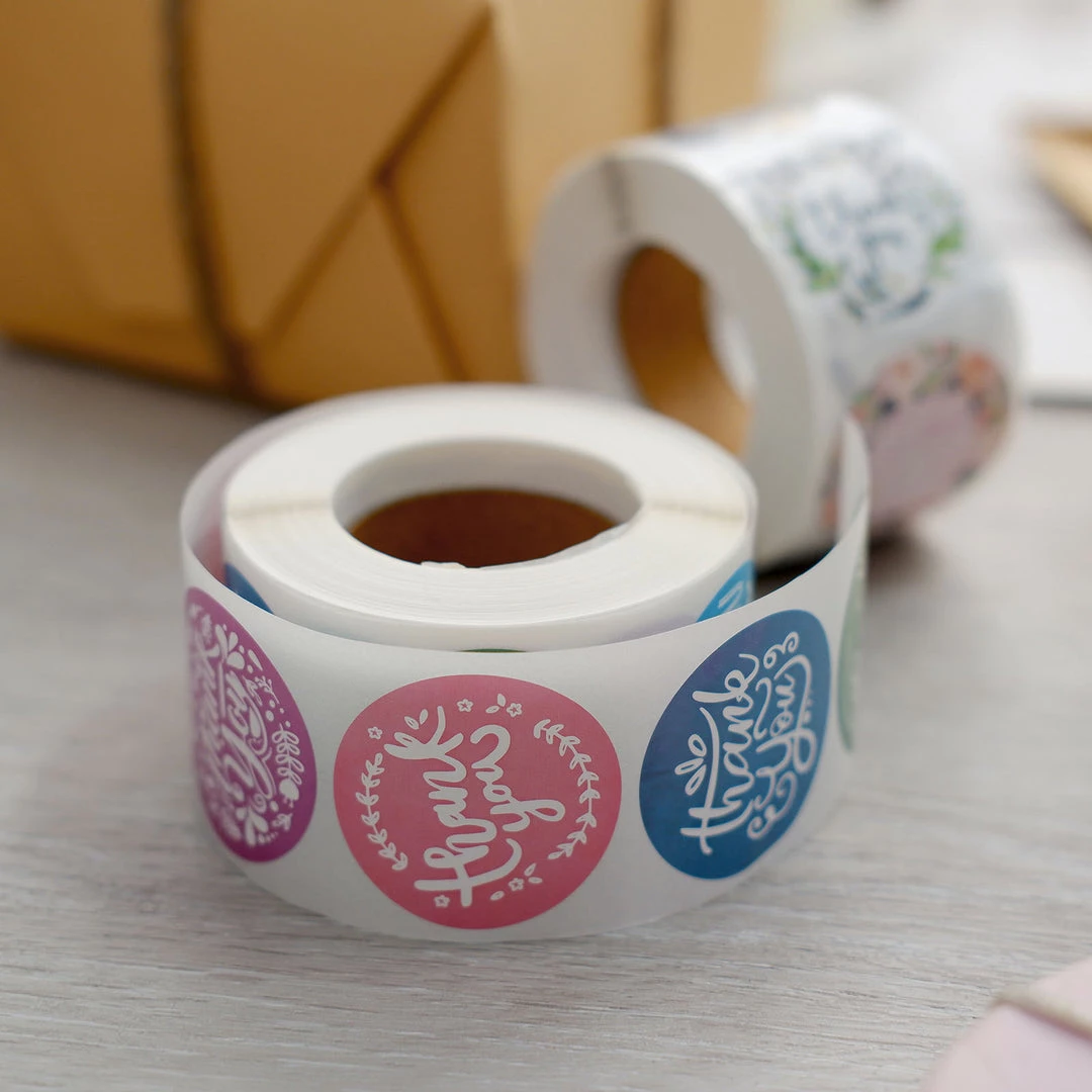 HIER_5150 2 Pack | 1000pcs 1.5" Thank You Assorted Styles Sticker Rolls, Labels & Seals For DIY Envelope - Round Chargers & Centerpieces 14 HIER_5150 2 Pack | 1000pcs 1.5" Thank You Assorted Styles Sticker Rolls, Labels & Seals For DIY Envelope - Round Chargers & Centerpieces