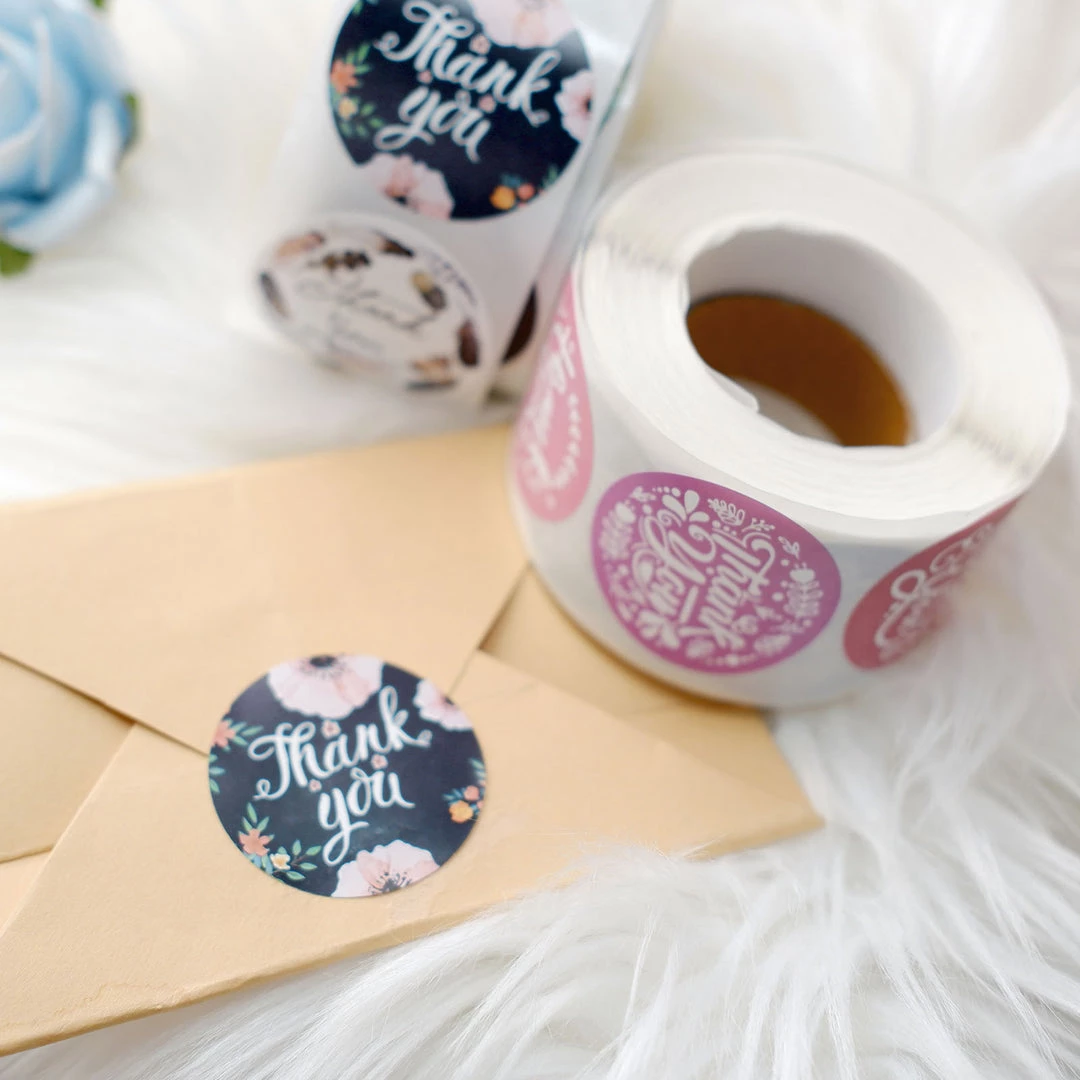 HIER_5150 2 Pack | 1000pcs 1.5" Thank You Assorted Styles Sticker Rolls, Labels & Seals For DIY Envelope - Round Chargers & Centerpieces 2 HIER_5150 2 Pack | 1000pcs 1.5" Thank You Assorted Styles Sticker Rolls, Labels & Seals For DIY Envelope - Round Chargers & Centerpieces