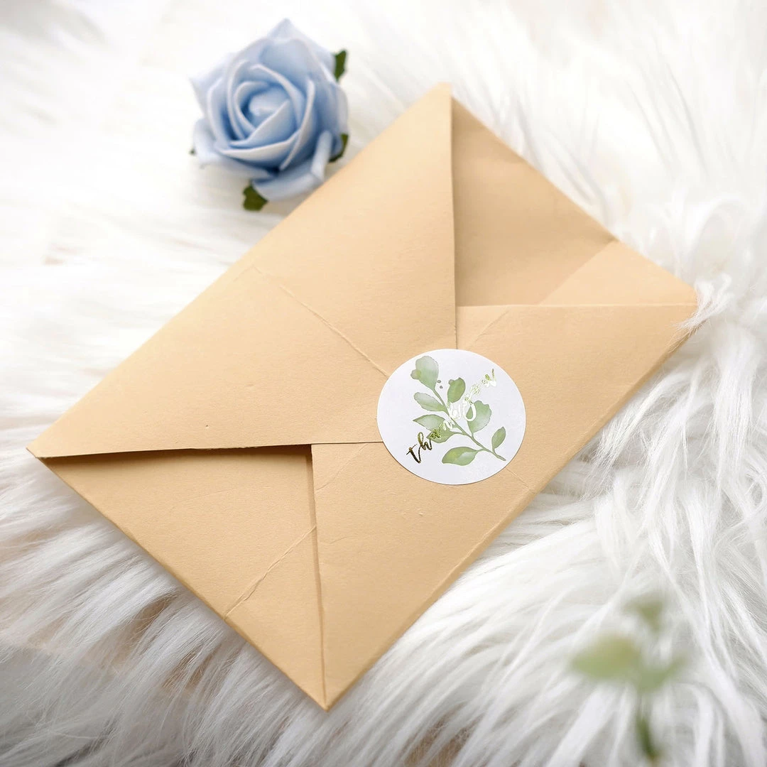 HIER_5150 500pcs | 1.5" Thank You Gold Foil & Green Leaf Stickers Roll Décor, Labels & Seals For DIY Envelope- Round Chargers & Centerpieces 7 HIER_5150 500pcs | 1.5" Thank You Gold Foil & Green Leaf Stickers Roll Décor, Labels & Seals For DIY Envelope- Round Chargers & Centerpieces