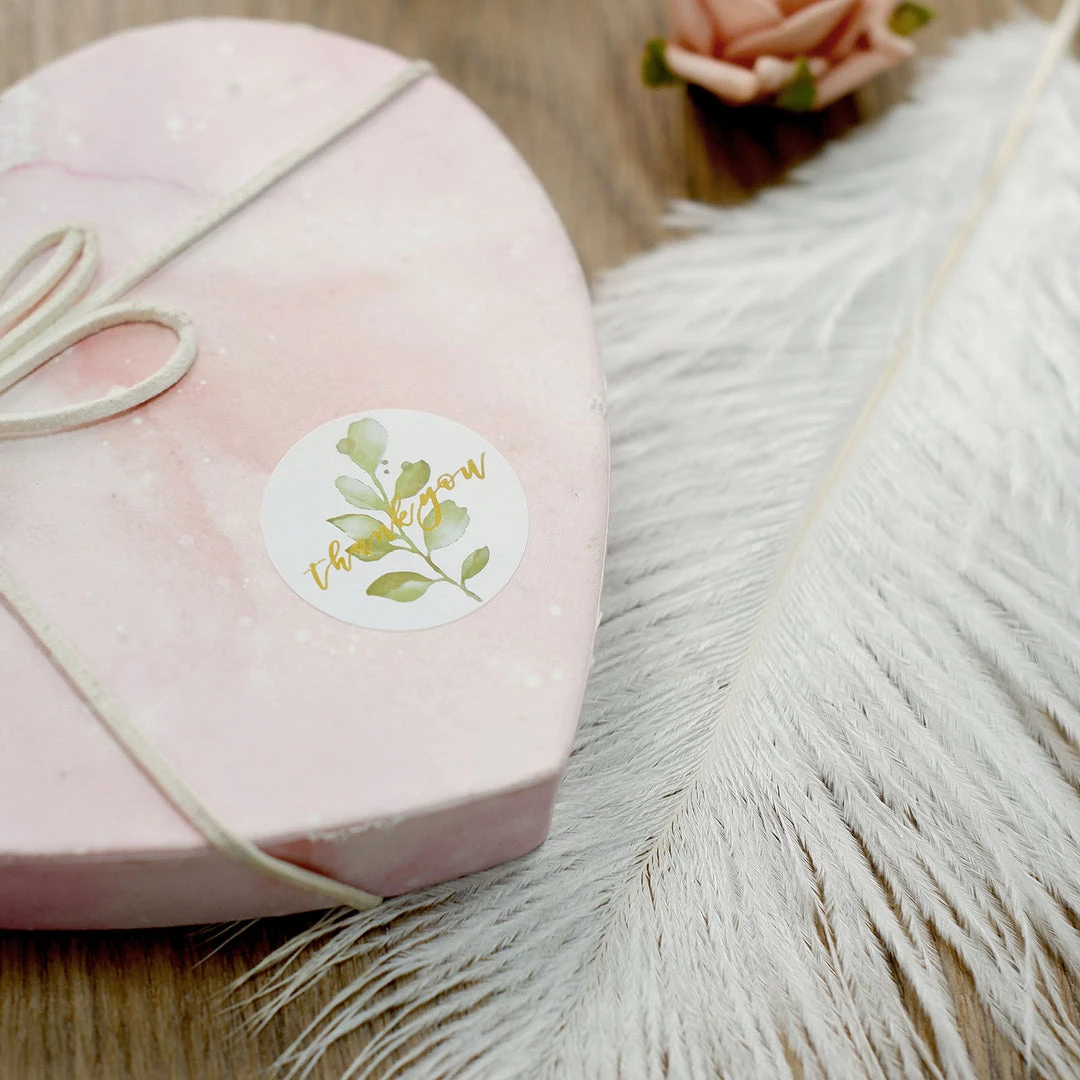 HIER_5150 500pcs | 1.5" Thank You Gold Foil & Green Leaf Stickers Roll Décor, Labels & Seals For DIY Envelope- Round Chargers & Centerpieces 12 HIER_5150 500pcs | 1.5" Thank You Gold Foil & Green Leaf Stickers Roll Décor, Labels & Seals For DIY Envelope- Round Chargers & Centerpieces