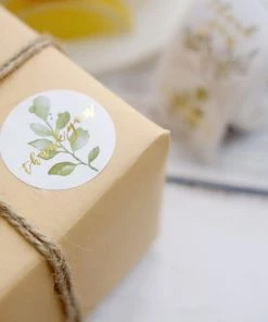 HIER_5150 500pcs | 1.5" Thank You Gold Foil & Green Leaf Stickers Roll Décor, Labels & Seals For DIY Envelope- Round Chargers & Centerpieces 24 HIER_5150 500pcs | 1.5