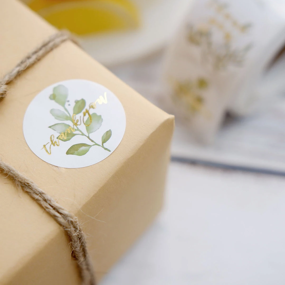 HIER_5150 500pcs | 1.5" Thank You Gold Foil & Green Leaf Stickers Roll Décor, Labels & Seals For DIY Envelope- Round Chargers & Centerpieces 9 HIER_5150 500pcs | 1.5" Thank You Gold Foil & Green Leaf Stickers Roll Décor, Labels & Seals For DIY Envelope- Round Chargers & Centerpieces