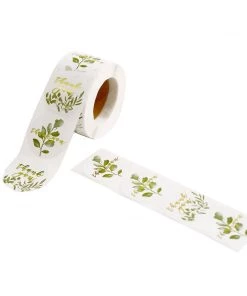HIER_5150 500pcs | 1.5" Thank You Gold Foil & Green Leaf Stickers Roll Décor, Labels & Seals For DIY Envelope- Round Chargers & Centerpieces 30 HIER_5150 500pcs | 1.5