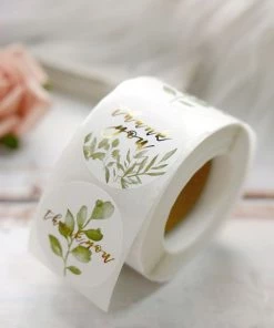 HIER_5150 500pcs | 1.5" Thank You Gold Foil & Green Leaf Stickers Roll Décor, Labels & Seals For DIY Envelope- Round Chargers & Centerpieces 23 HIER_5150 500pcs | 1.5