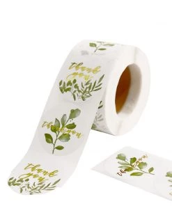 HIER_5150 500pcs | 1.5" Thank You Gold Foil & Green Leaf Stickers Roll Décor, Labels & Seals For DIY Envelope- Round Chargers & Centerpieces 21 HIER_5150 500pcs | 1.5