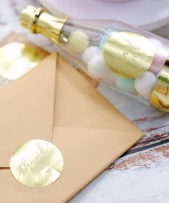 HIER_5150 500pcs | 1.5" Thank You Gold With White Text Sticker Rolls, Labels & Seals For DIY Envelope - Round