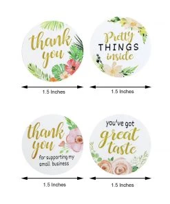 HIER_5150 Chargers & Centerpieces 500pcs | 1.5" Thank You Themed Assorted Text Floral Stickers Roll, Labels For DIY Envelope Seal - Round 23 HIER_5150 Chargers & Centerpieces 500pcs | 1.5