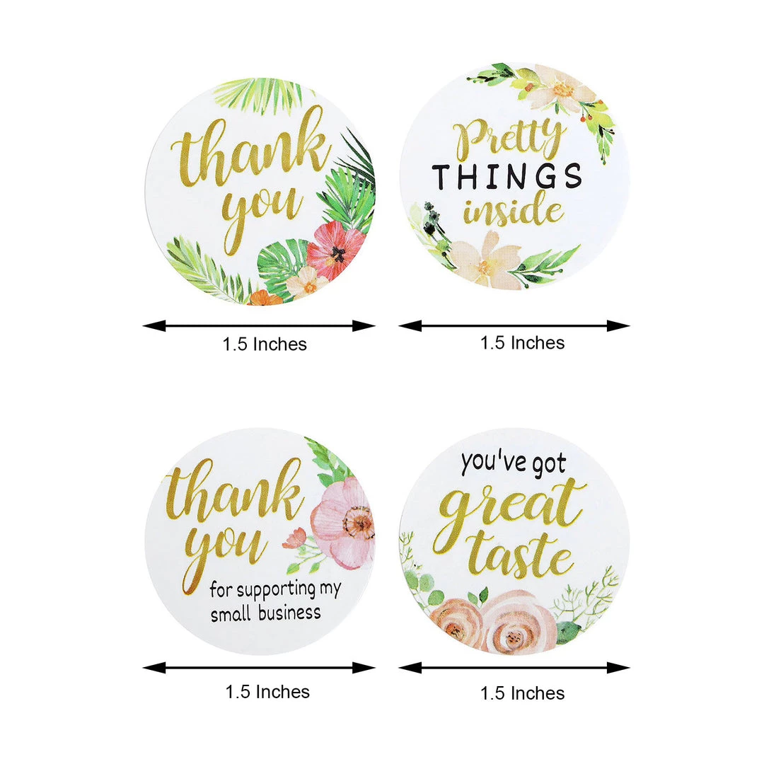 HIER_5150 Chargers & Centerpieces 500pcs | 1.5" Thank You Themed Assorted Text Floral Stickers Roll, Labels For DIY Envelope Seal - Round 3 HIER_5150 Chargers & Centerpieces 500pcs | 1.5" Thank You Themed Assorted Text Floral Stickers Roll, Labels For DIY Envelope Seal - Round