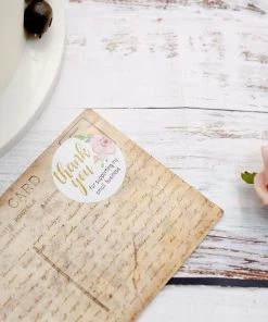 HIER_5150 Chargers & Centerpieces 500pcs | 1.5" Thank You Themed Assorted Text Floral Stickers Roll, Labels For DIY Envelope Seal - Round 33 HIER_5150 Chargers & Centerpieces 500pcs | 1.5