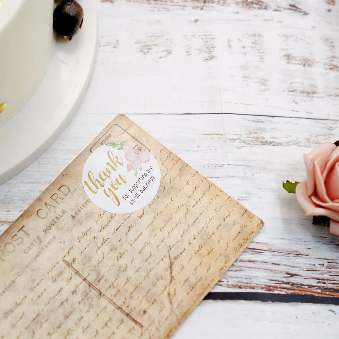 HIER_5150 Chargers & Centerpieces 500pcs | 1.5" Thank You Themed Assorted Text Floral Stickers Roll, Labels For DIY Envelope Seal - Round 13 HIER_5150 Chargers & Centerpieces 500pcs | 1.5" Thank You Themed Assorted Text Floral Stickers Roll, Labels For DIY Envelope Seal - Round