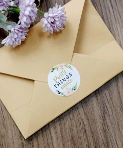 HIER_5150 Chargers & Centerpieces 500pcs | 1.5" Thank You Themed Assorted Text Floral Stickers Roll, Labels For DIY Envelope Seal - Round 30 HIER_5150 Chargers & Centerpieces 500pcs | 1.5