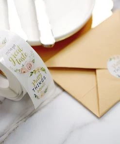 HIER_5150 Chargers & Centerpieces 500pcs | 1.5" Thank You Themed Assorted Text Floral Stickers Roll, Labels For DIY Envelope Seal - Round 37 HIER_5150 Chargers & Centerpieces 500pcs | 1.5