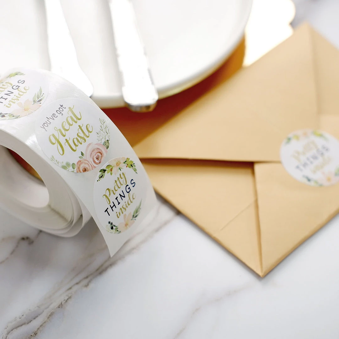 HIER_5150 Chargers & Centerpieces 500pcs | 1.5" Thank You Themed Assorted Text Floral Stickers Roll, Labels For DIY Envelope Seal - Round 17 HIER_5150 Chargers & Centerpieces 500pcs | 1.5" Thank You Themed Assorted Text Floral Stickers Roll, Labels For DIY Envelope Seal - Round