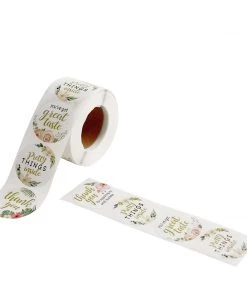 HIER_5150 Chargers & Centerpieces 500pcs | 1.5" Thank You Themed Assorted Text Floral Stickers Roll, Labels For DIY Envelope Seal - Round 41 HIER_5150 Chargers & Centerpieces 500pcs | 1.5