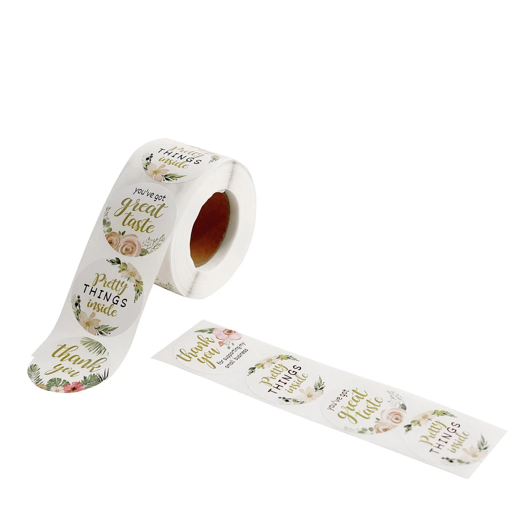 HIER_5150 Chargers & Centerpieces 500pcs | 1.5" Thank You Themed Assorted Text Floral Stickers Roll, Labels For DIY Envelope Seal - Round 21 HIER_5150 Chargers & Centerpieces 500pcs | 1.5" Thank You Themed Assorted Text Floral Stickers Roll, Labels For DIY Envelope Seal - Round