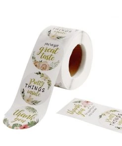 HIER_5150 Chargers & Centerpieces 500pcs | 1.5" Thank You Themed Assorted Text Floral Stickers Roll, Labels For DIY Envelope Seal - Round 26 HIER_5150 Chargers & Centerpieces 500pcs | 1.5