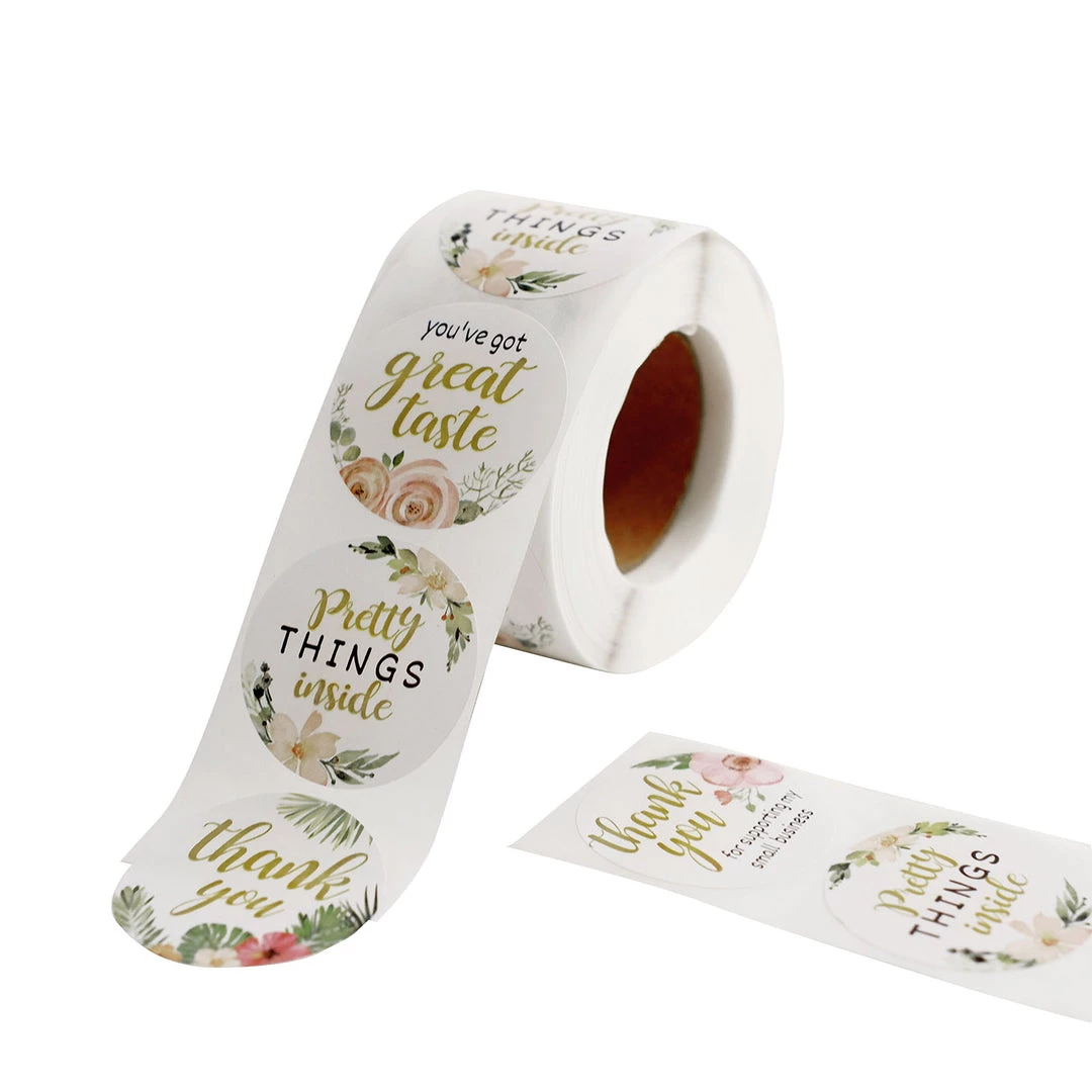 HIER_5150 Chargers & Centerpieces 500pcs | 1.5" Thank You Themed Assorted Text Floral Stickers Roll, Labels For DIY Envelope Seal - Round 6 HIER_5150 Chargers & Centerpieces 500pcs | 1.5" Thank You Themed Assorted Text Floral Stickers Roll, Labels For DIY Envelope Seal - Round