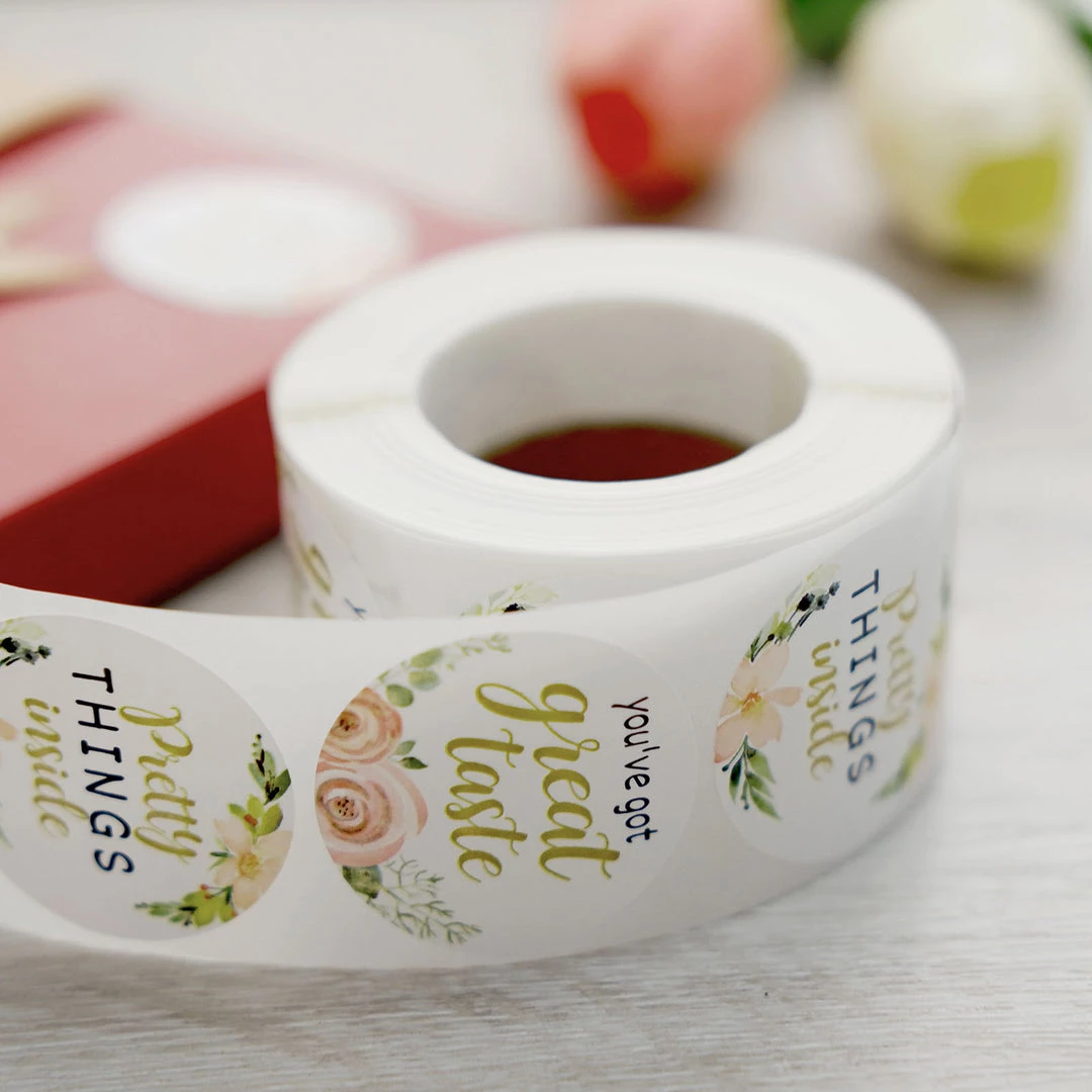HIER_5150 Chargers & Centerpieces 500pcs | 1.5" Thank You Themed Assorted Text Floral Stickers Roll, Labels For DIY Envelope Seal - Round 12 HIER_5150 Chargers & Centerpieces 500pcs | 1.5" Thank You Themed Assorted Text Floral Stickers Roll, Labels For DIY Envelope Seal - Round