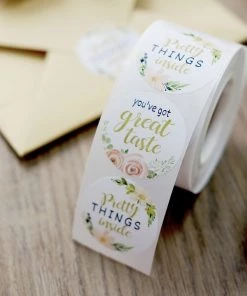HIER_5150 Chargers & Centerpieces 500pcs | 1.5" Thank You Themed Assorted Text Floral Stickers Roll, Labels For DIY Envelope Seal - Round 28 HIER_5150 Chargers & Centerpieces 500pcs | 1.5