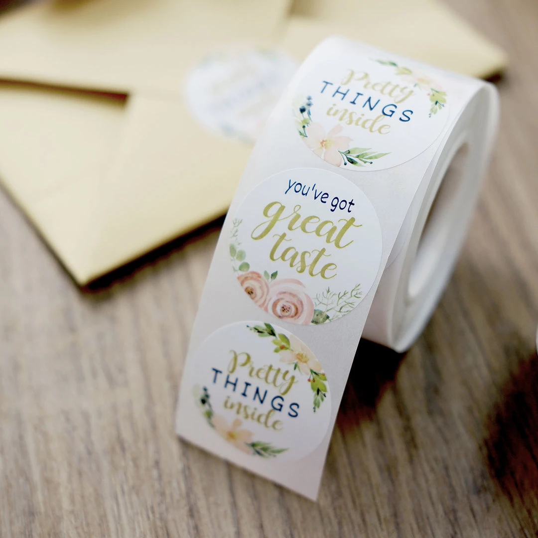 HIER_5150 Chargers & Centerpieces 500pcs | 1.5" Thank You Themed Assorted Text Floral Stickers Roll, Labels For DIY Envelope Seal - Round 8 HIER_5150 Chargers & Centerpieces 500pcs | 1.5" Thank You Themed Assorted Text Floral Stickers Roll, Labels For DIY Envelope Seal - Round