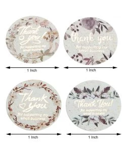 HIER_5150 Chargers & Centerpieces 500pcs | 1" Thank You For Supporting My Small Business Rose Gold Print & Floral Design Stickers Roll, Labels For DIY Envelope Seals - Round 24 HIER_5150 Chargers & Centerpieces 500pcs | 1