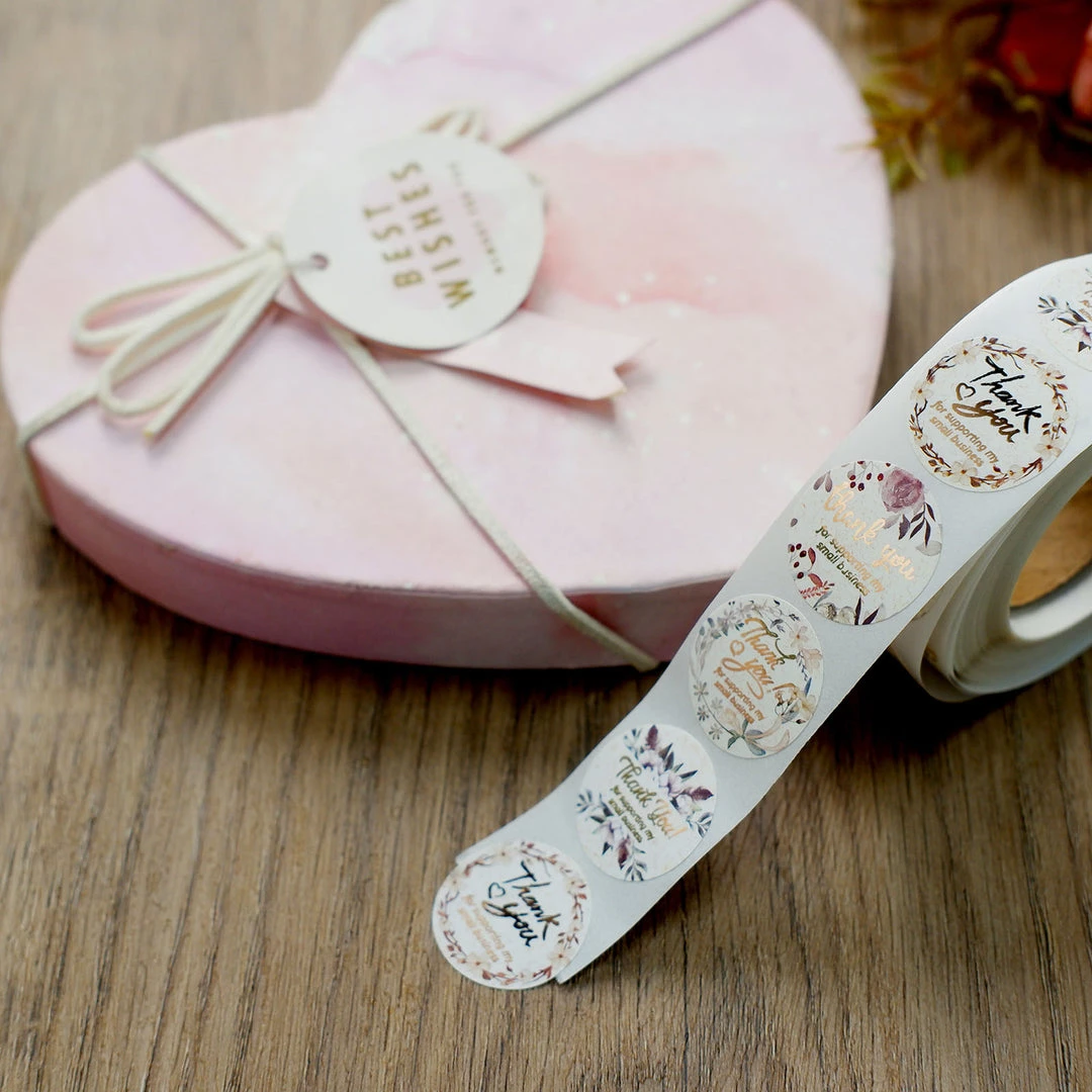 HIER_5150 Chargers & Centerpieces 500pcs | 1" Thank You For Supporting My Small Business Rose Gold Print & Floral Design Stickers Roll, Labels For DIY Envelope Seals - Round 7 HIER_5150 Chargers & Centerpieces 500pcs | 1" Thank You For Supporting My Small Business Rose Gold Print & Floral Design Stickers Roll, Labels For DIY Envelope Seals - Round