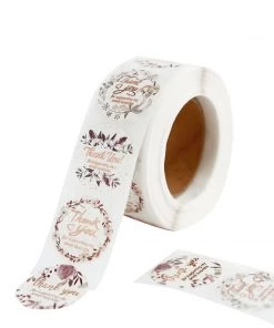 HIER_5150 Chargers & Centerpieces 500pcs | 1" Thank You For Supporting My Small Business Rose Gold Print & Floral Design Stickers Roll, Labels For DIY Envelope Seals - Round 27 HIER_5150 Chargers & Centerpieces 500pcs | 1