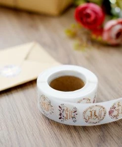 HIER_5150 Chargers & Centerpieces 500pcs | 1" Thank You For Supporting My Small Business Rose Gold Print & Floral Design Stickers Roll, Labels For DIY Envelope Seals - Round 29 HIER_5150 Chargers & Centerpieces 500pcs | 1
