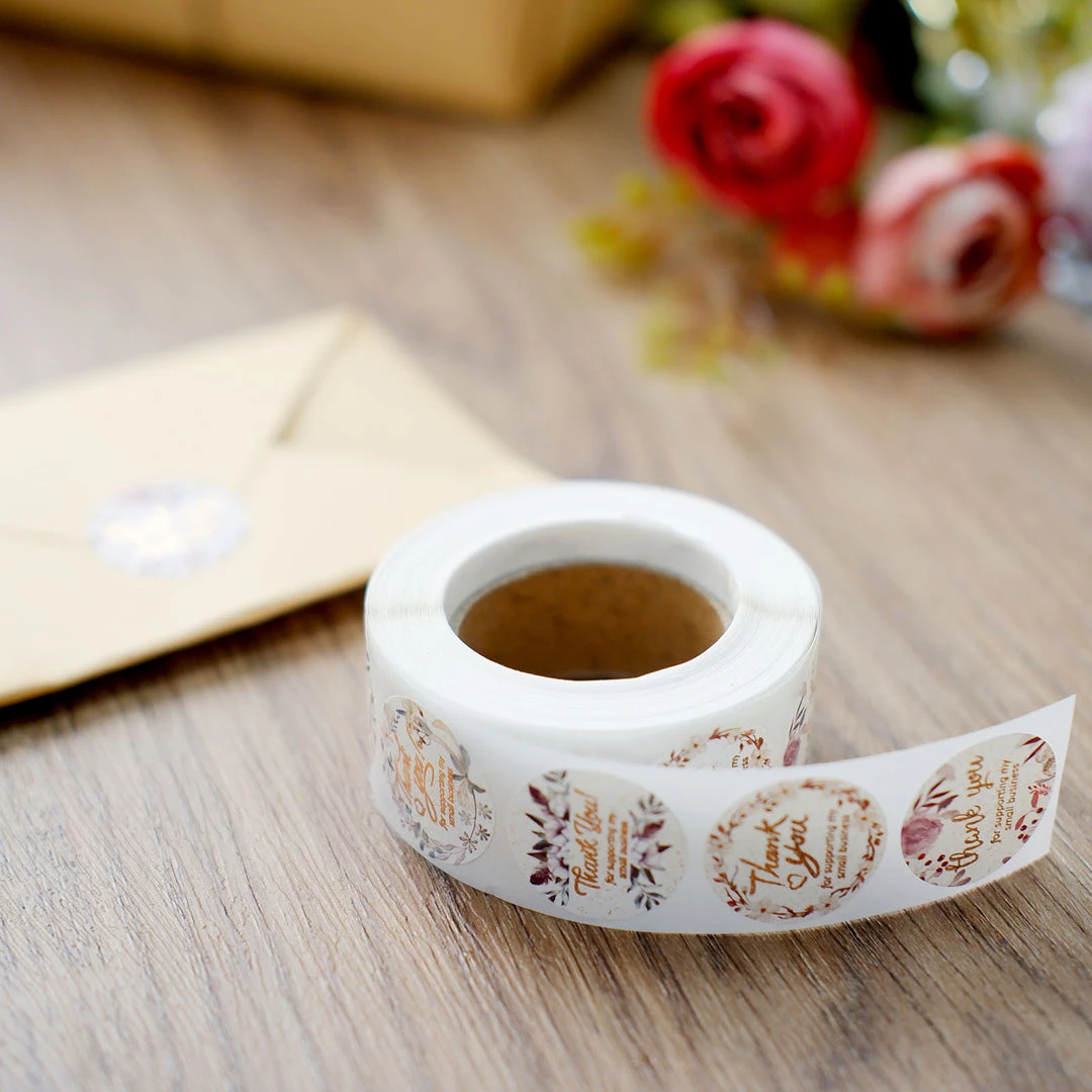 HIER_5150 Chargers & Centerpieces 500pcs | 1" Thank You For Supporting My Small Business Rose Gold Print & Floral Design Stickers Roll, Labels For DIY Envelope Seals - Round 8 HIER_5150 Chargers & Centerpieces 500pcs | 1" Thank You For Supporting My Small Business Rose Gold Print & Floral Design Stickers Roll, Labels For DIY Envelope Seals - Round