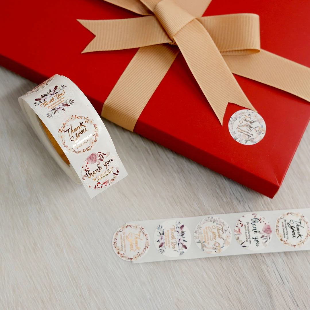 HIER_5150 Chargers & Centerpieces 500pcs | 1" Thank You For Supporting My Small Business Rose Gold Print & Floral Design Stickers Roll, Labels For DIY Envelope Seals - Round 11 HIER_5150 Chargers & Centerpieces 500pcs | 1" Thank You For Supporting My Small Business Rose Gold Print & Floral Design Stickers Roll, Labels For DIY Envelope Seals - Round