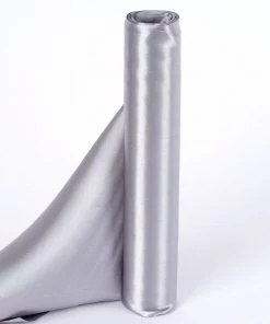HIER_5220 12" X 10 Yards Silver Satin Fabric Bolt, Wholesale Fabric For Sewing DIY Crafts