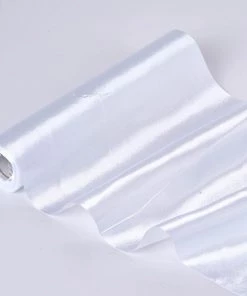 HIER_5220 12" X 10 Yards White Satin Fabric Bolt, Wholesale Fabric For Sewing DIY Crafts