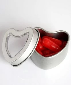 HIER_5320 10 Pack | Silver Heart Shaped Window Tin Favor Boxes Tabletop Decor 30 HIER_5320 10 Pack | Silver Heart Shaped Window Tin Favor Boxes Tabletop Decor