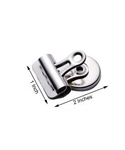 HIER_5170 Theme Décor 4 Pack | 7.5oz Capacity Stainless Steel Heavy Duty Magnet Clips, Silver Refrigerator Bulldog Clips