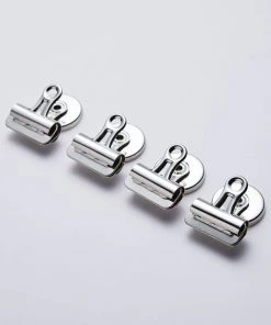 HIER_5170 Theme Décor 4 Pack | 7.5oz Capacity Stainless Steel Heavy Duty Magnet Clips, Silver Refrigerator Bulldog Clips