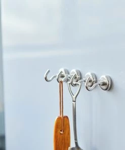 HIER_5170 4 Pack | 8Lb Capacity Silver Metal Heavy Duty Magnetic Hooks, Multipurpose Hanging Hooks Home Décor