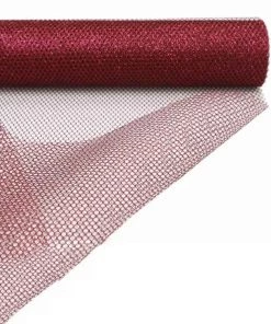 HIER_5220 19"x 10 Yards | Wine | Polyester Hex Deco Mesh Rolls | Mesh Netting Fabric | Waffle Weave Fabric By The Yard Fabric Bolts & Bags