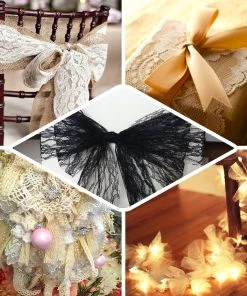 HIER_5220 5" X 10 Yards White Lace Pattern Tulle Fabric Rolls Fabric Bolts & Bags