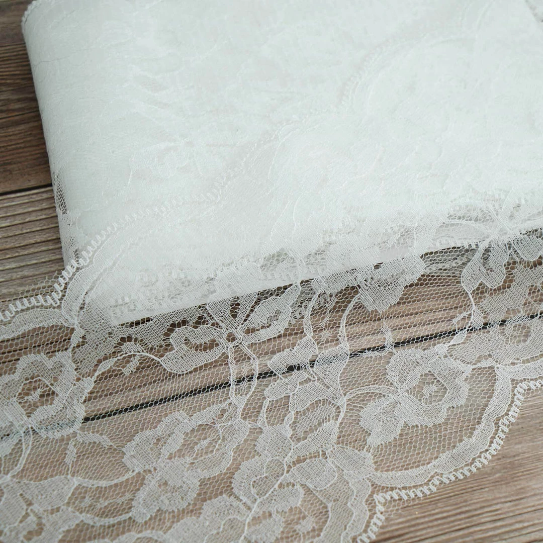 HIER_5220 5" X 10 Yards Ivory Lace Pattern Tulle Fabric Rolls 9 HIER_5220 5" X 10 Yards Ivory Lace Pattern Tulle Fabric Rolls