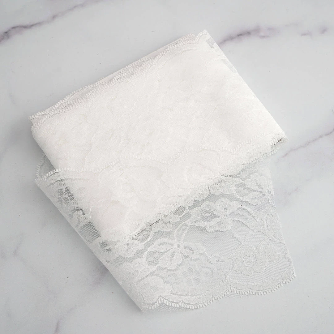 HIER_5220 5" X 10 Yards Ivory Lace Pattern Tulle Fabric Rolls 8 HIER_5220 5" X 10 Yards Ivory Lace Pattern Tulle Fabric Rolls