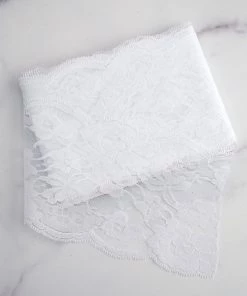 HIER_5220 5" X 10 Yards White Lace Pattern Tulle Fabric Rolls Fabric Bolts & Bags 12 HIER_5220 5