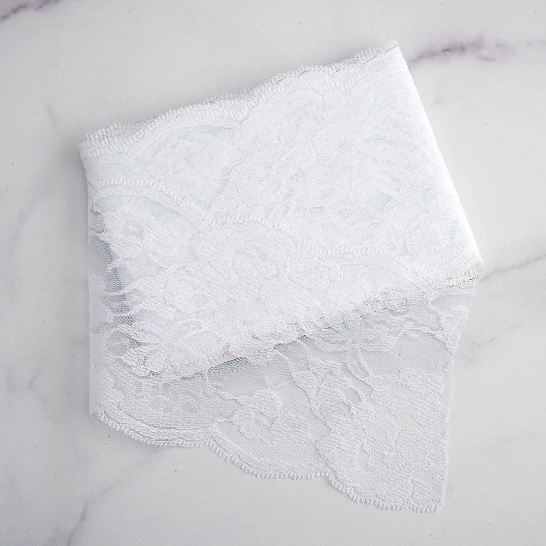 HIER_5220 5" X 10 Yards White Lace Pattern Tulle Fabric Rolls Fabric Bolts & Bags 5 HIER_5220 5" X 10 Yards White Lace Pattern Tulle Fabric Rolls Fabric Bolts & Bags